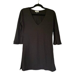J. Valdi Black Swimsuit Coverup Small Textured V-Neck‎ 3/4 Sleeve